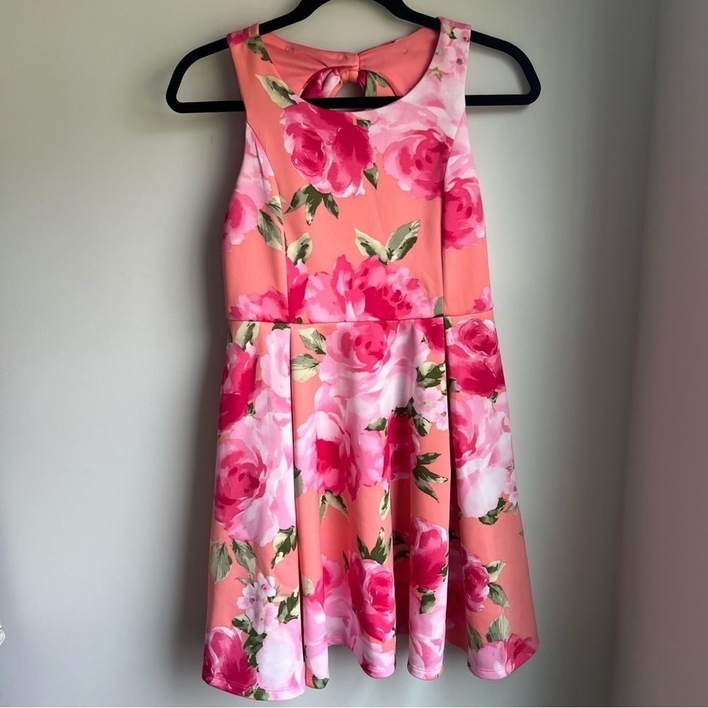 Bonnie Jean Coral Flower Dress - Size 16 - Picture 2 of 14